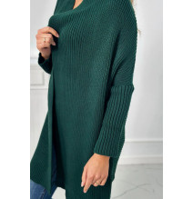 Dámsky sveter s rukávmi typ netopiera MI2019-13 zelený