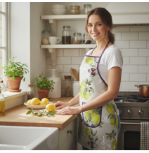Kitchen apron lemons and olives