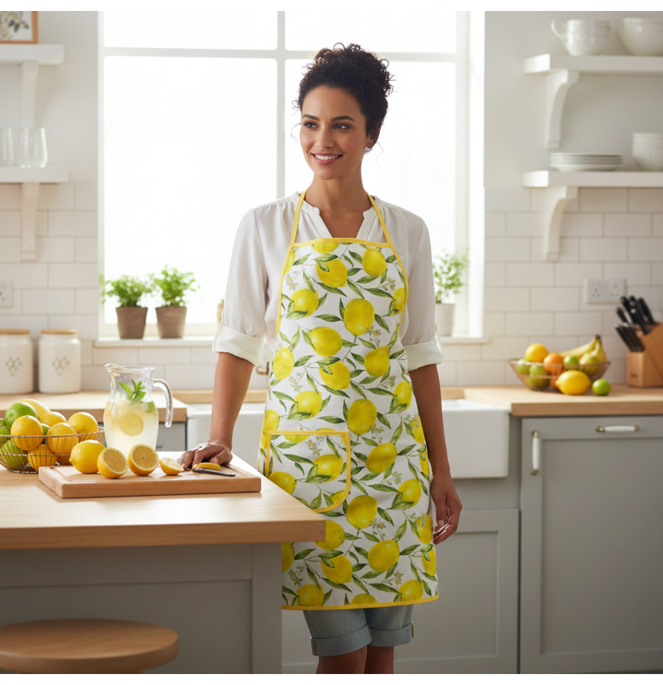 Cotton kitchen apron Lemons Peschiera