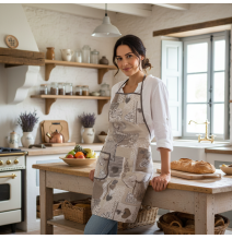 Kitchen apron beige patchwork