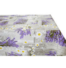 Cotton tablecloth Lavender with margarettes Made in Italy