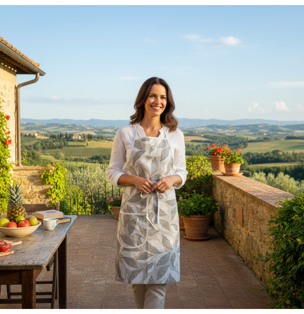 Zástěra kuchyňská béžové listy 600-60