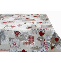 Tablecloth with red hearts Made in Italy