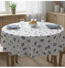Runde Tischdecke Teddybär-Koch in Blau