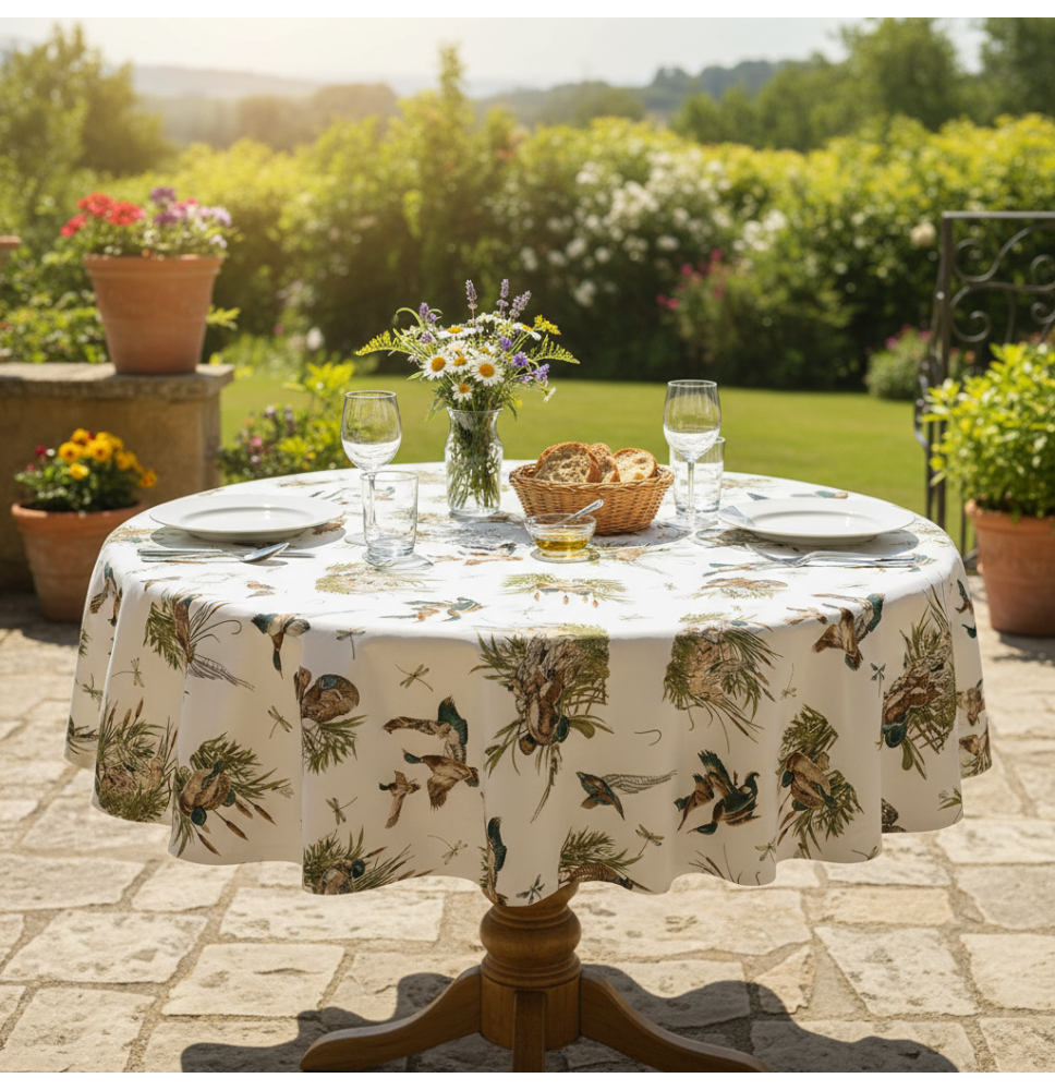 Runde Tischdecke Ente und Fasan