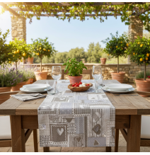 Běhoun na stůl béžový patchwork