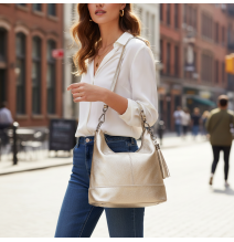 Echt Leder Schultertasche MI38 golden Made in Italy