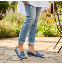 Kožené mokasíny 99 modrá perleť  LORETTA VITALE