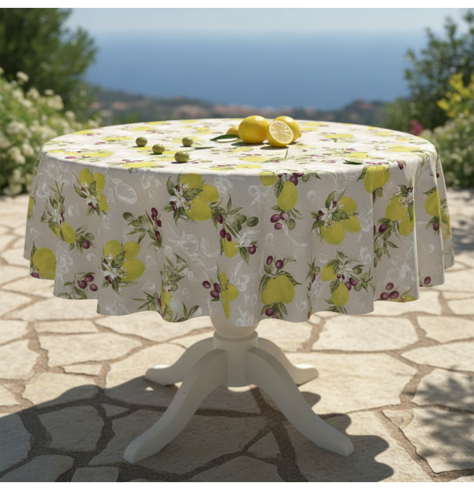 Tovaglia rotonda limoni con olive