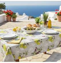 Tablecloth lemon and olives