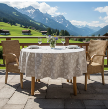 Round tablecloth white hearts