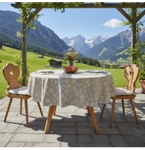 Runde Tischdecke weiße Herzen