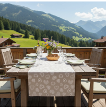 Běhoun na stůl bílé srdíčka