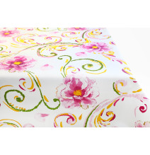 Baumwolle Tischdecke Blumen auf Weiß