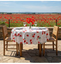 Round tablecloth wild poppies