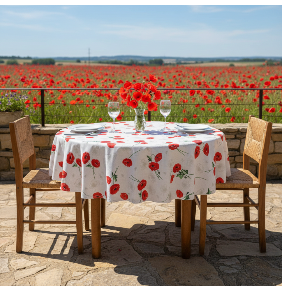Round tablecloth wild poppies