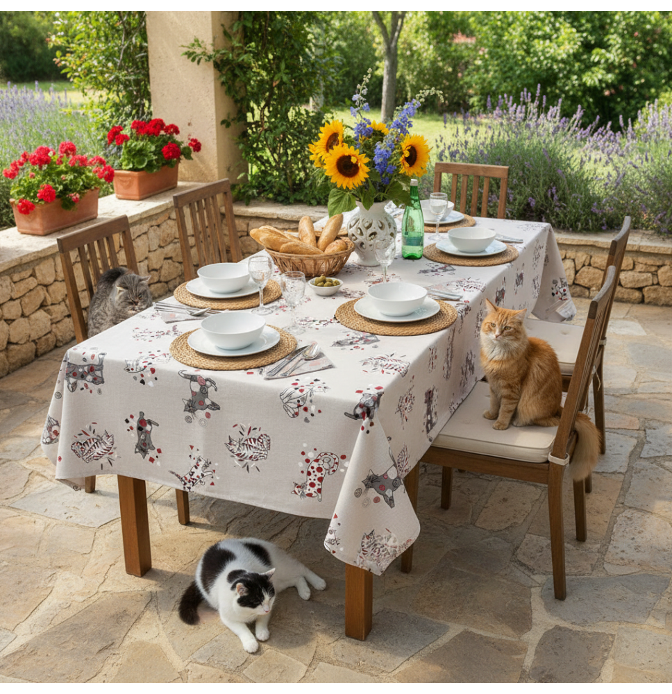 Tablecloth Cats 90x90 cm Made in Italy