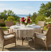 Round tablecloth Red Peonies