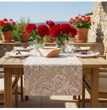 Runner Peonie rosse 50x150 cm  Made in Italy