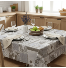 Obrus na stôl béžový patchwork