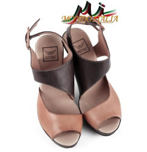Woman leather sandals 1131 beige Andiamo