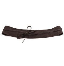 Genuine Leather sash belt 839 dark brown