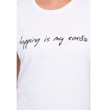 Women T-shirt SHOPPING IS MY CARDIO white